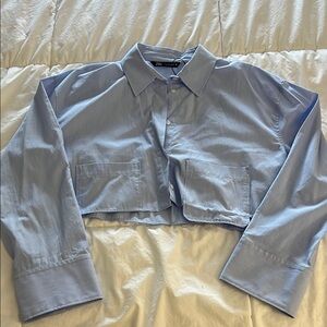 Zara Light Blue Cropped Shirt